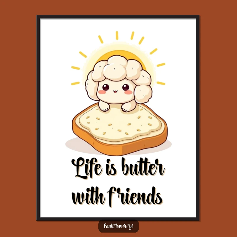 Funny Free Printable Wall Art: Chill Kawaii Cauliflower - Toast Sunbath Decor