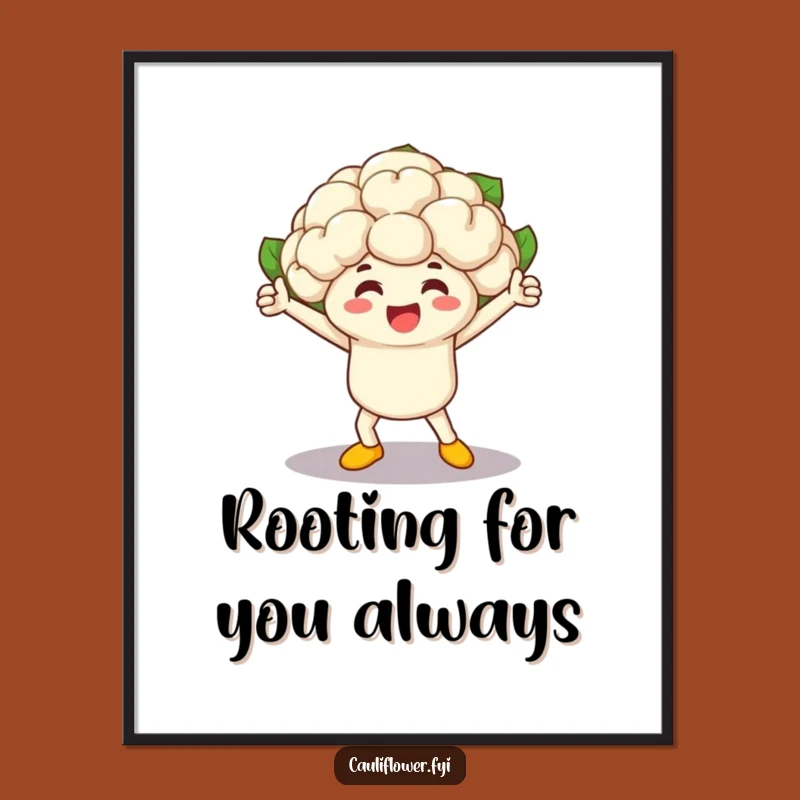 Funny Free Printable Wall Art: Victorious Cauliflower Veggie Race Winner Downloadable Art Gift