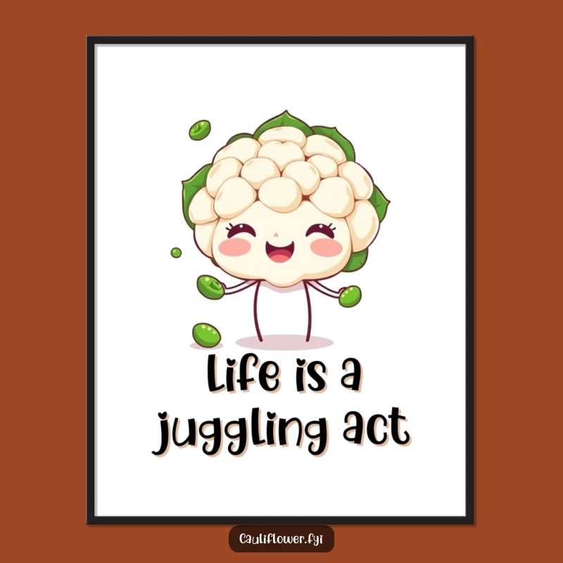 Free Printable Juggling Cauliflower Art - Fun Downloadable Veggie Decor
