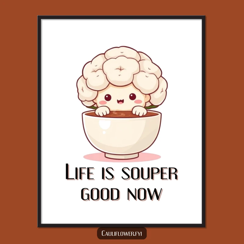 Funny Free Printable Wall Art: Cozy Cauliflower Moment, Downloadable Art for Home