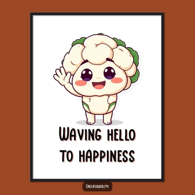 Friendly Wave Wall Art: Free Printable Happy Cauliflower, Whimsical Downloadable Art!