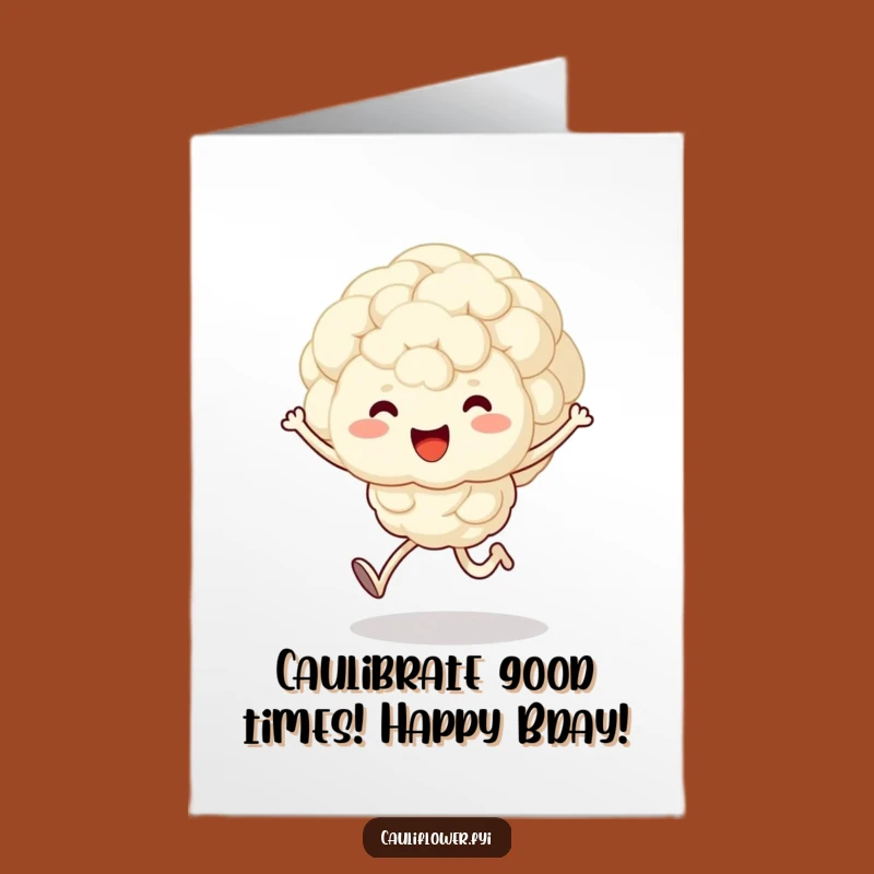 Joyful Free Printable Birthday Card: Kawaii Cauliflower Skips with Birthday Cheer!