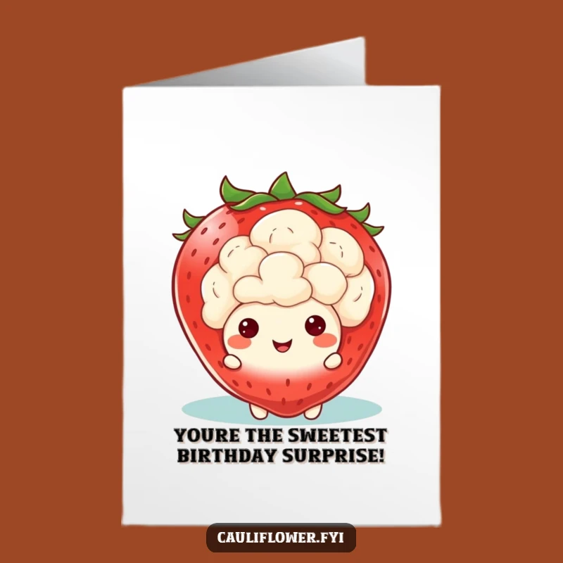 Free Printable Birthday Card: Cauliflower Strawberry Peek For A Funny Downloadable Gift