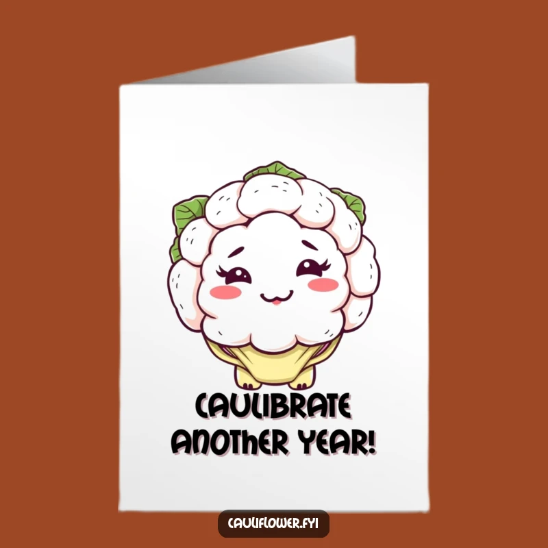 Free Printable Birthday Card: Funny Kawaii Cauliflower Grin, Hilarious Downloadable Gift