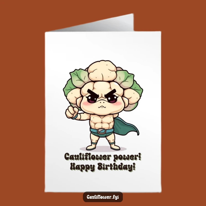 Free Printable Superhero Cauliflower Birthday Card - Funny Downloadable Gift for Veggie Lovers