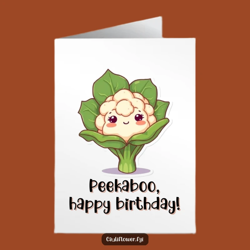 Free Printable Birthday Card: Peek-a-Boo Cauliflower Downloadable Gift for Surprise Wishes!