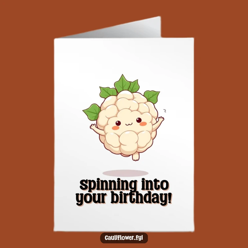 Free Printable Birthday Card: Kawaii Cauliflower Pirouette Downloadable Gift