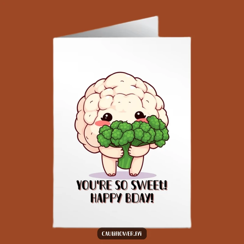 Sweet Free Printable Birthday Card: Kawaii Cauliflower's Shy Birthday Blooms!