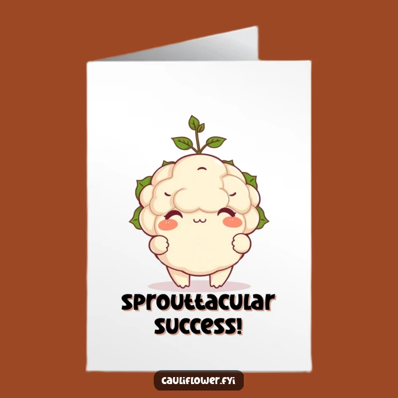Free Printable Congrats Card: Cauliflower Sprout Balance Downloadable for Success