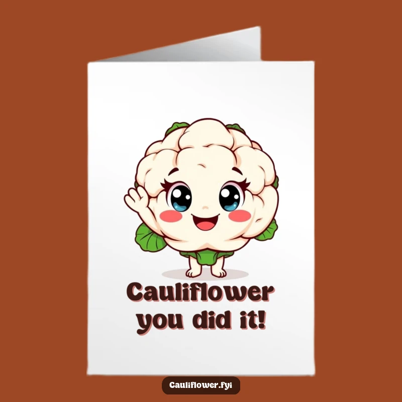 Free Printable Congrats Card: Happy Cauliflower Waving for Your Big Achievement