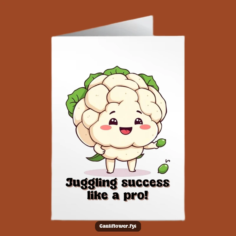 Free Printable Funny Congrats Card: Cauliflower's Juggling Triumph!