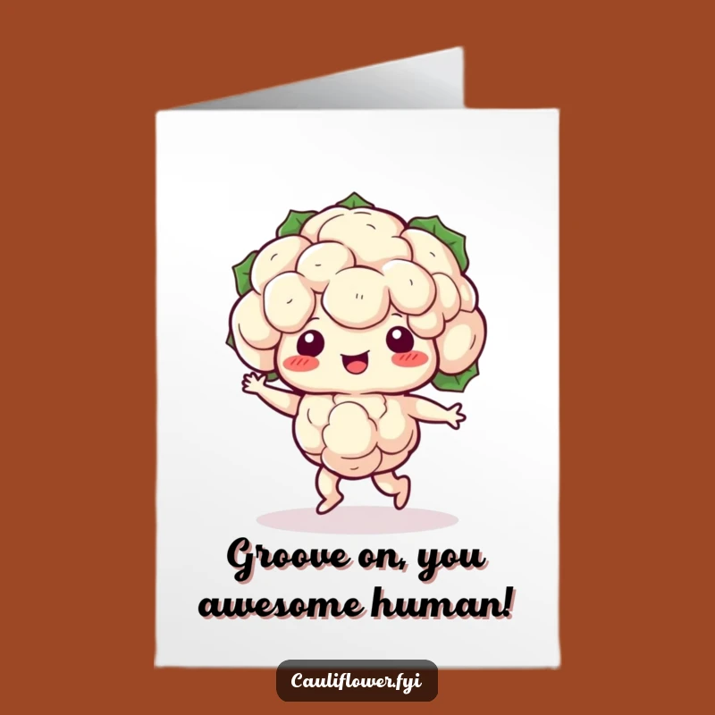 Funny Free Printable Congrats Card: Dancing Kawaii Cauliflower - Celebrate!