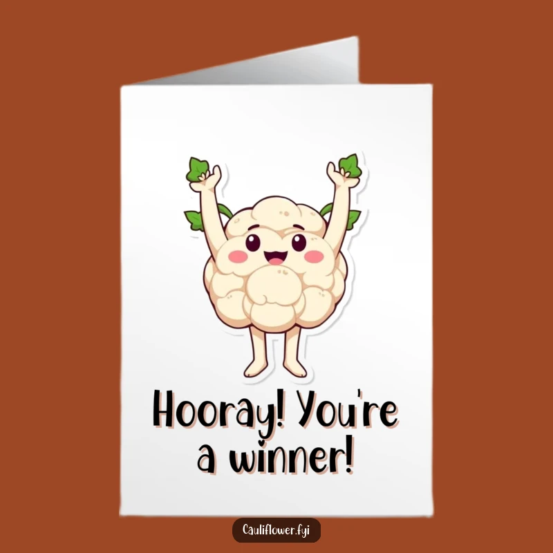 Free Printable Congrats Card: Victorious Cauliflower Triumph, Funny Downloadable Gift