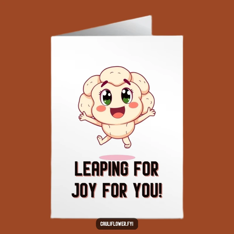 Free Printable Funny Congrats Card: Cauliflower's Victory Jump!