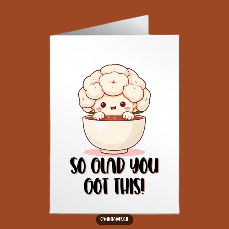 Free Printable Congrats Card: Cauliflower Cheers, Cozy Moment, Print at Home Gift