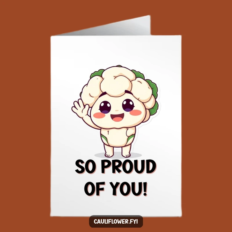 Congrats Wave Card: Free Printable Cheerful Cauliflower, Hilarious Downloadable Greeting!