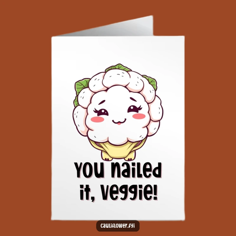 Free Printable Congrats Card: Kawaii Cauliflower Grin, Humorous Downloadable Celebration