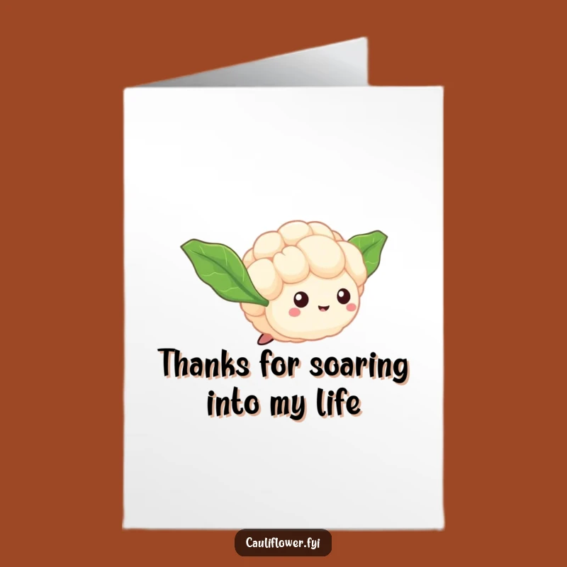 Free Printable Flying Cauliflower Thank You Card - Cute Downloadable Gratitude Gift