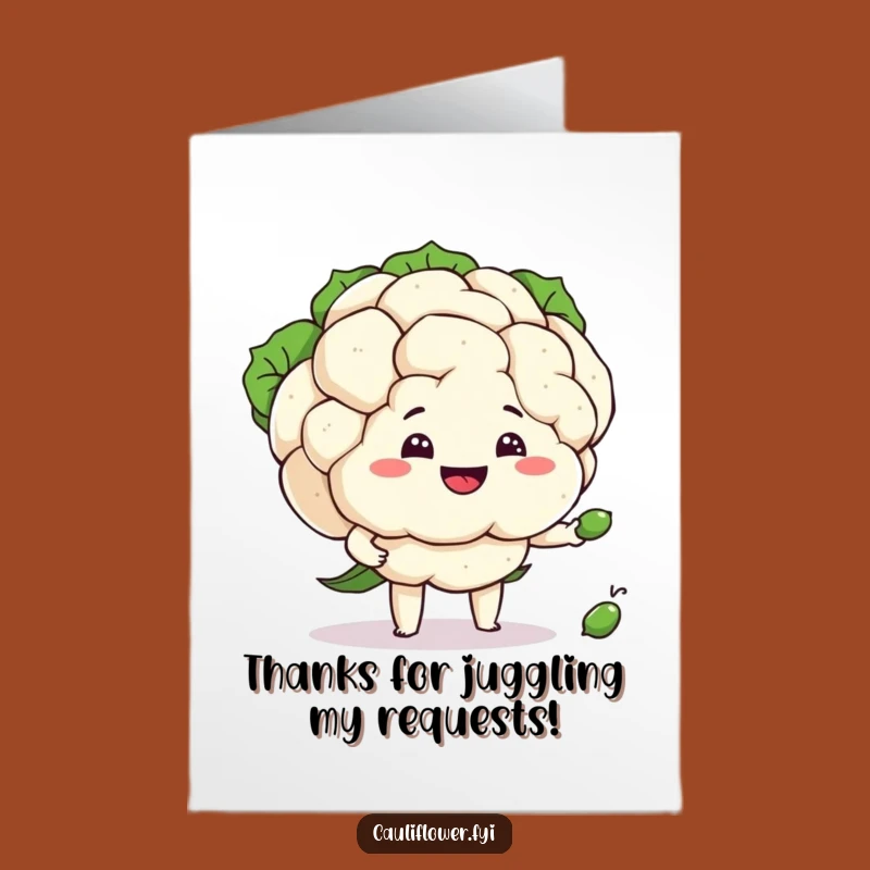 Free Printable Funny Thank You Card: Cauliflower's Grateful Juggle!