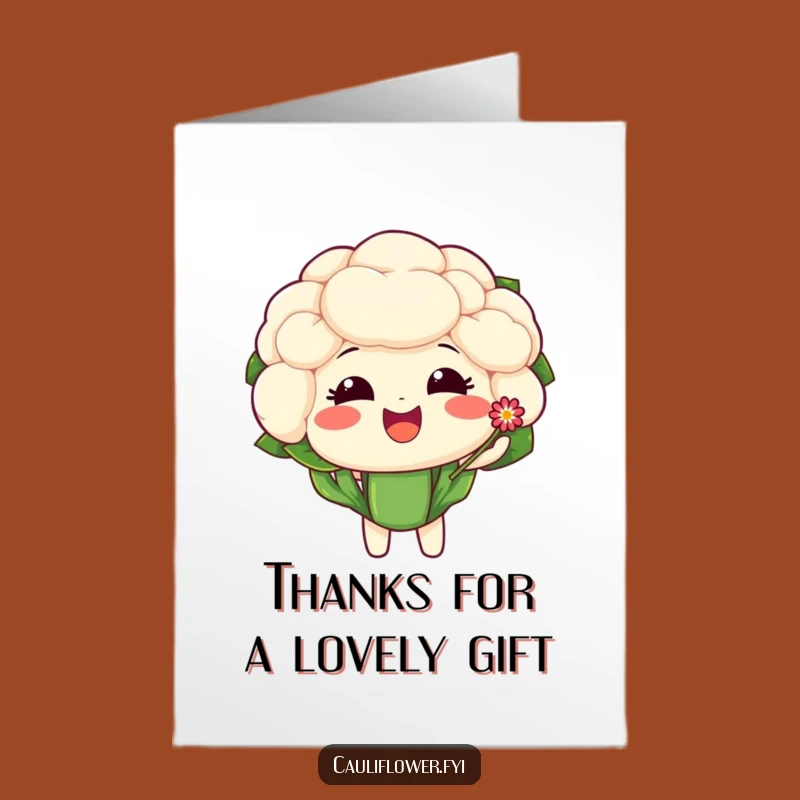 Free Printable Thank You Card: Joyful Cauliflower Flower, Sweet Downloadable Gift of Thanks
