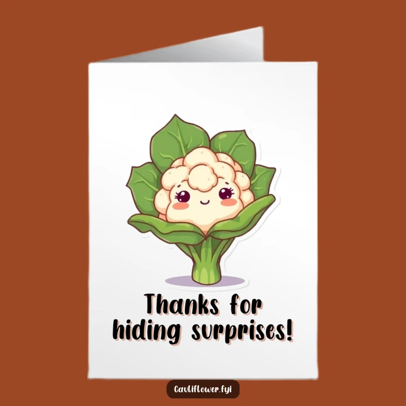 Free Printable Thank You Card: Peek-a-Boo Cauliflower Downloadable Gift of Thanks!