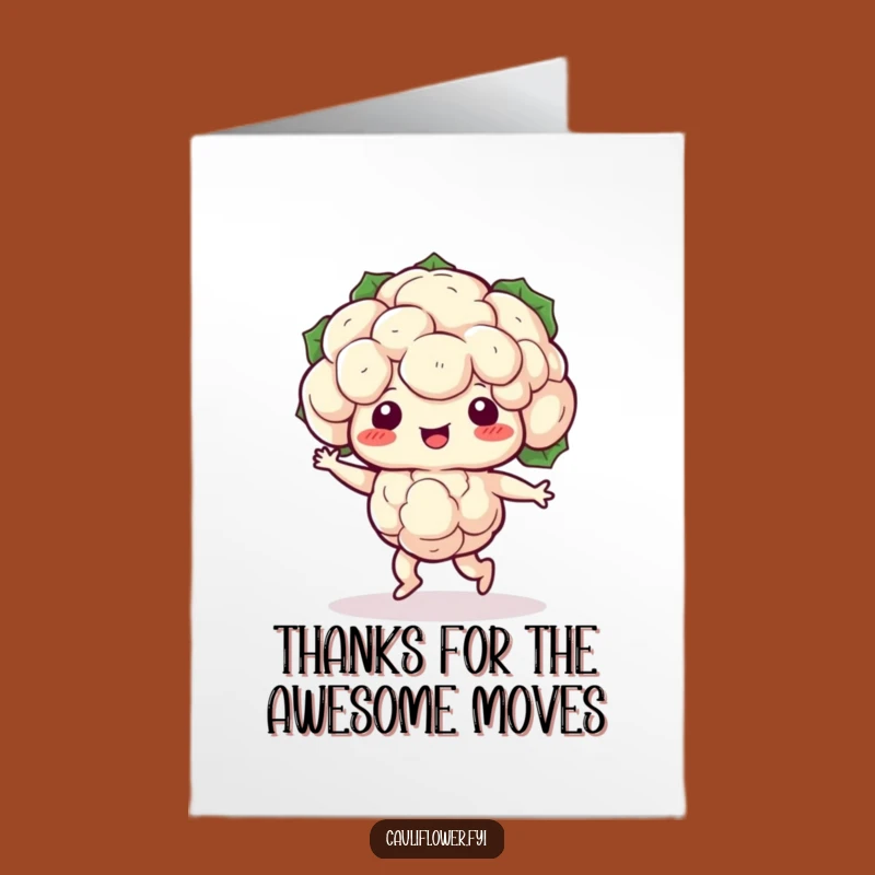 Funny Free Printable Thank You Card: Dancing Kawaii Cauliflower - Groovy Thanks
