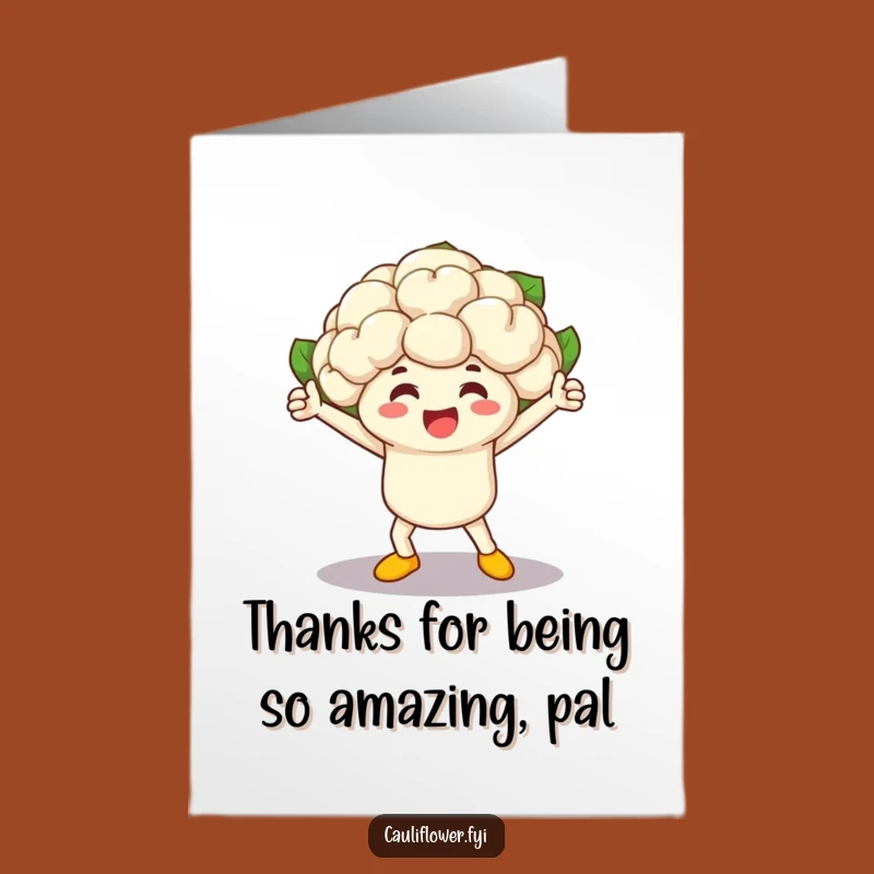 Funny Free Printable Thank You Card: Victorious Cauliflower Veggie Race Winner Gratitude Download
