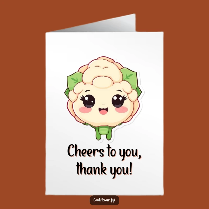 Happy Free Printable Thank You Card: Grateful Cauliflower Cheers for Your Help