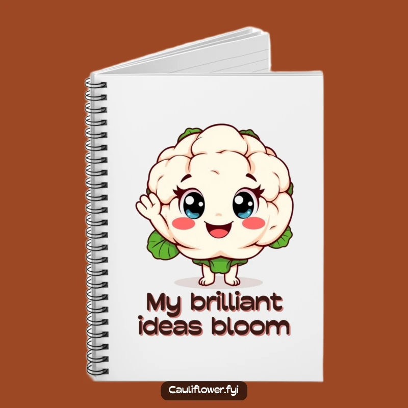 Funny Notebook: Cheerful Cauliflower for Jotting Notes with a Friendly Wave