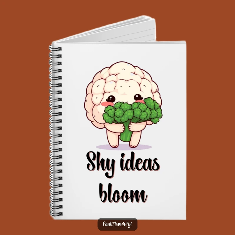 Funny Kawaii Cauliflower Notebook - Shy Veggie Journal for Sweet Notes