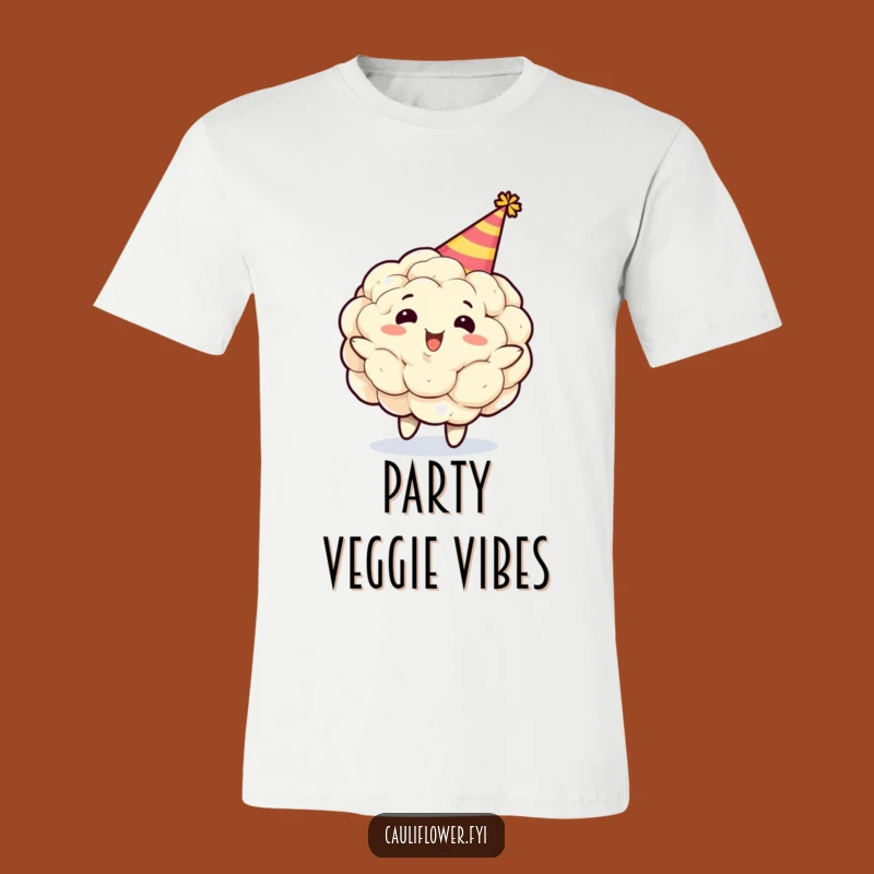 Funny Cauliflower Party Hat T-Shirt: Gleeful Spinning Veggie Tee Gift