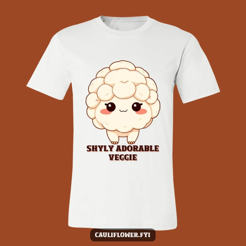 Funny Kawaii Cauliflower Blushing T-Shirt: Wear Your Sweet Shyness with Pride!
