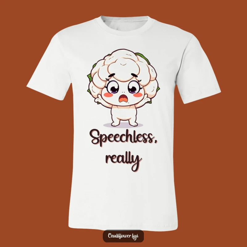 Funny Kawaii Cauliflower Shocked Tee: Hilarious Apparel for Expressive Personalities