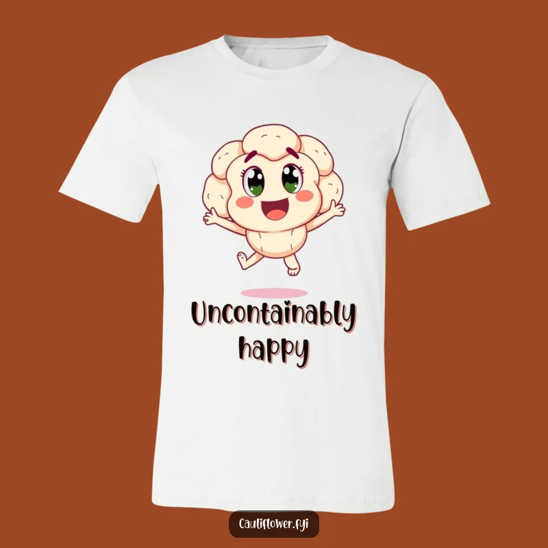 Funny Cauliflower Joy T-Shirt: Ecstatic Veggie Energy, Ideal Humorous Gift!