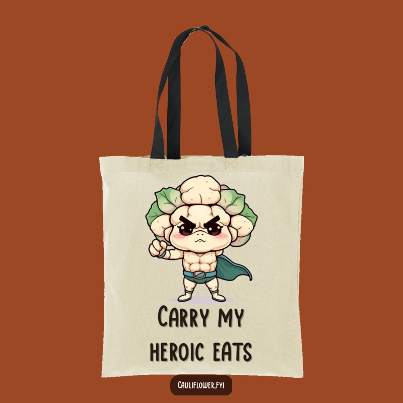 Funny Superhero Cauliflower Tote Bag, Durable Veggie Hero Bag for a Hilarious Gift