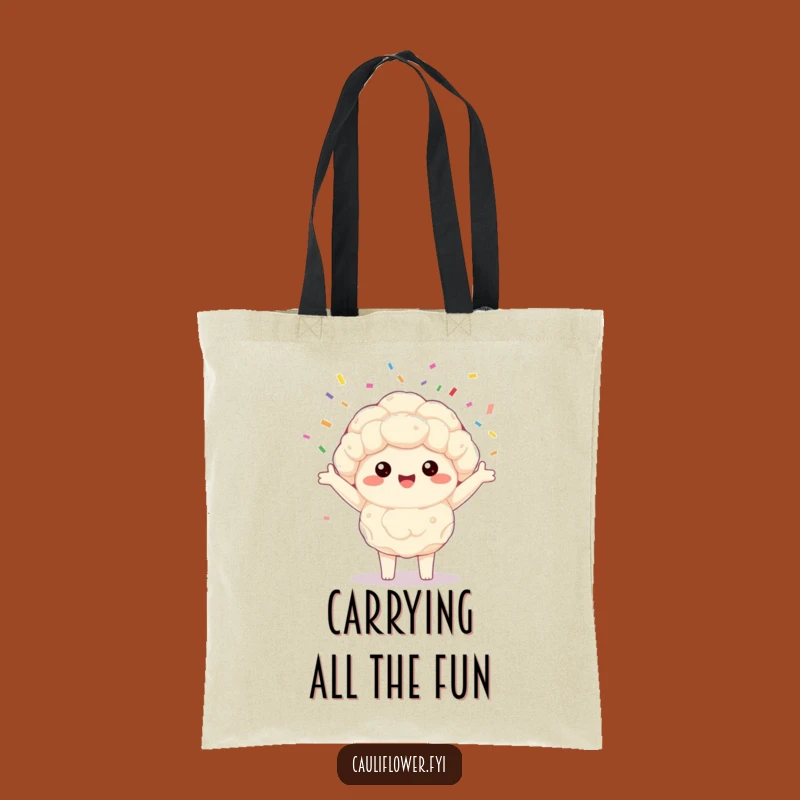 Funny Kawaii Cauliflower Tote Bag: Joyful Confetti Spinner, Chic Gift