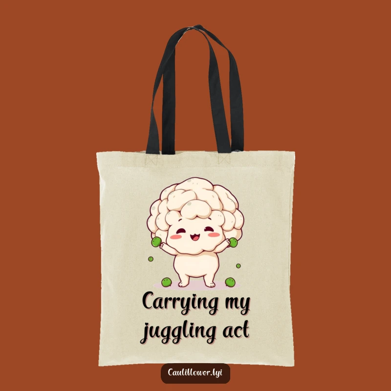 Funny Cauliflower Pea Juggler Tote: Carry Your Laughs with this Veggie Bag
