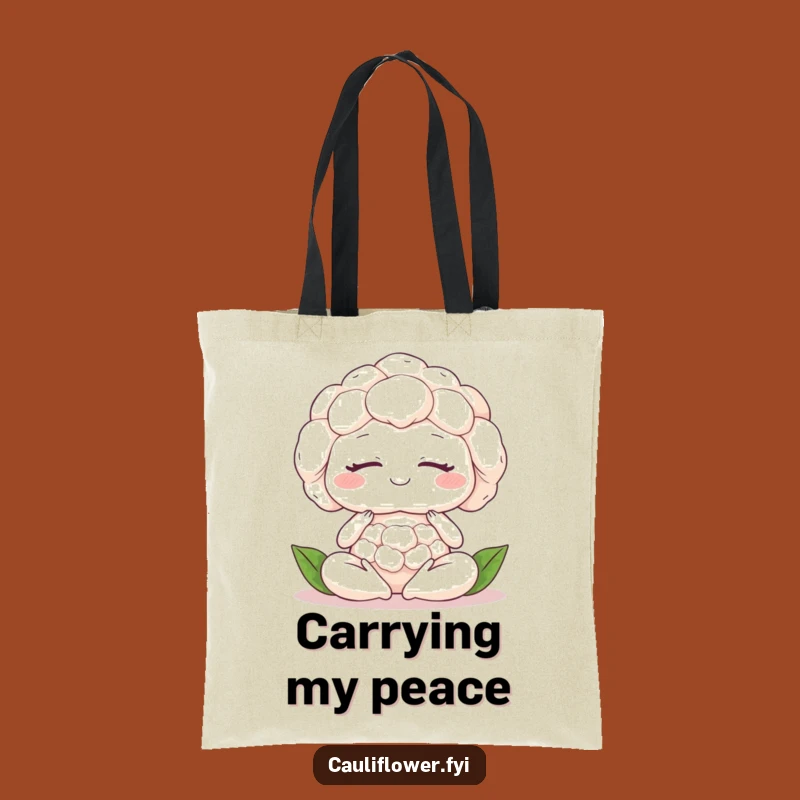 Funny Meditating Cauliflower Tote Bag: Carry Your Calm With Veggie Peace!