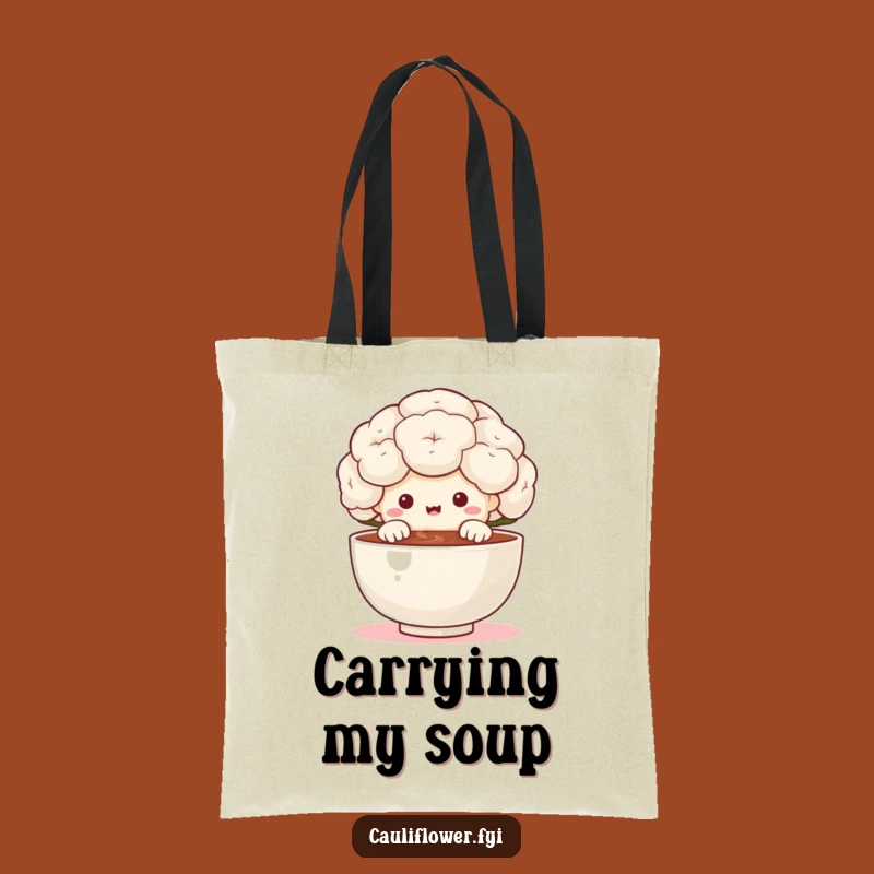 Funny Cauliflower Delight Tote Bag: Peeking Veggie Foodie Gift