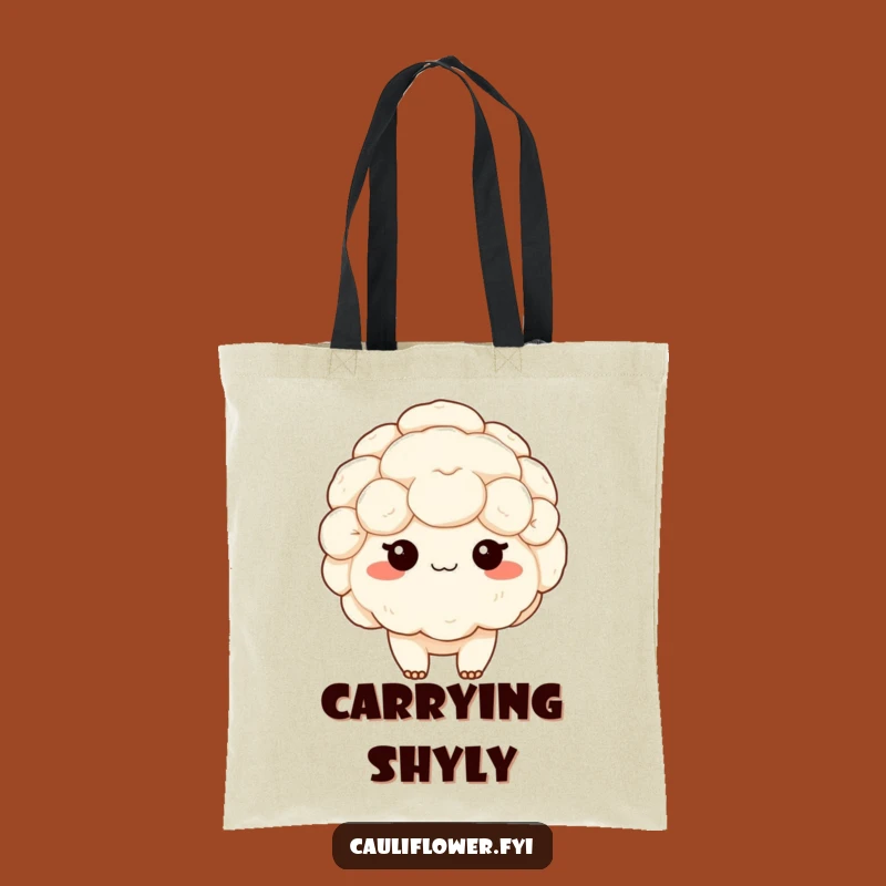 Funny Kawaii Cauliflower Blushing Tote Bag: Carry Your Charm with Sweet Shyness!