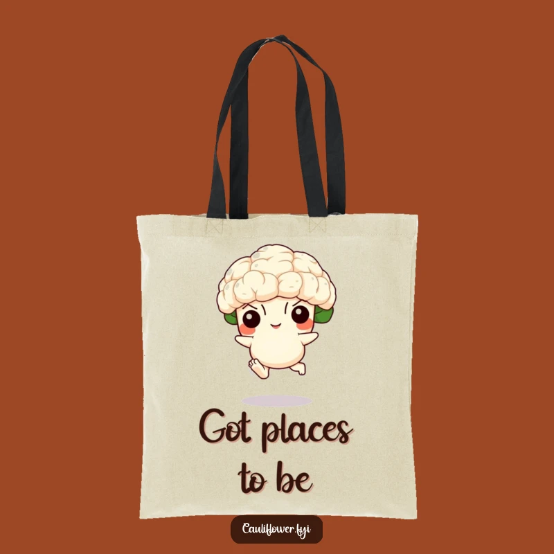 Funny Cauliflower Leaping Tote Bag - Carry Your Goods with Comical Charm