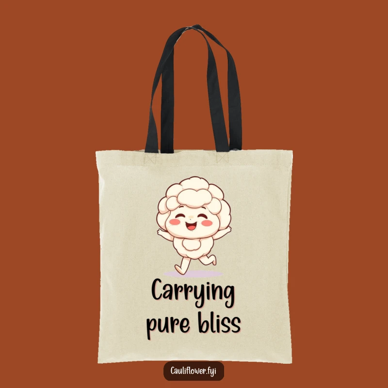 Funny Giggling Cauliflower Tote Bag: Happy Veggie Skipper Carrier, Chic