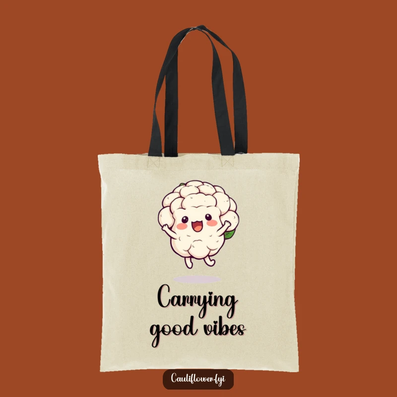 Funny Kawaii Cauliflower Hop Tote Bag: Carry Joy Everywhere