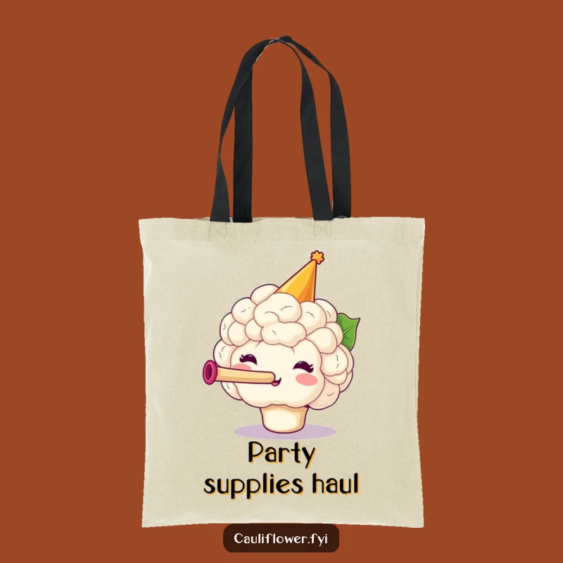 Funny Party Cauliflower Tote Bag, Festive Veggie Carrier for a Hilarious Gift