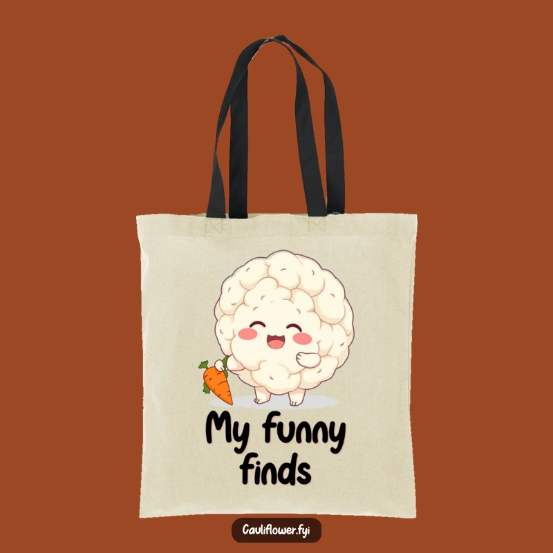 Funny Cauliflower Tote Bag - Giggling Veggie Gift for Everyday Fun