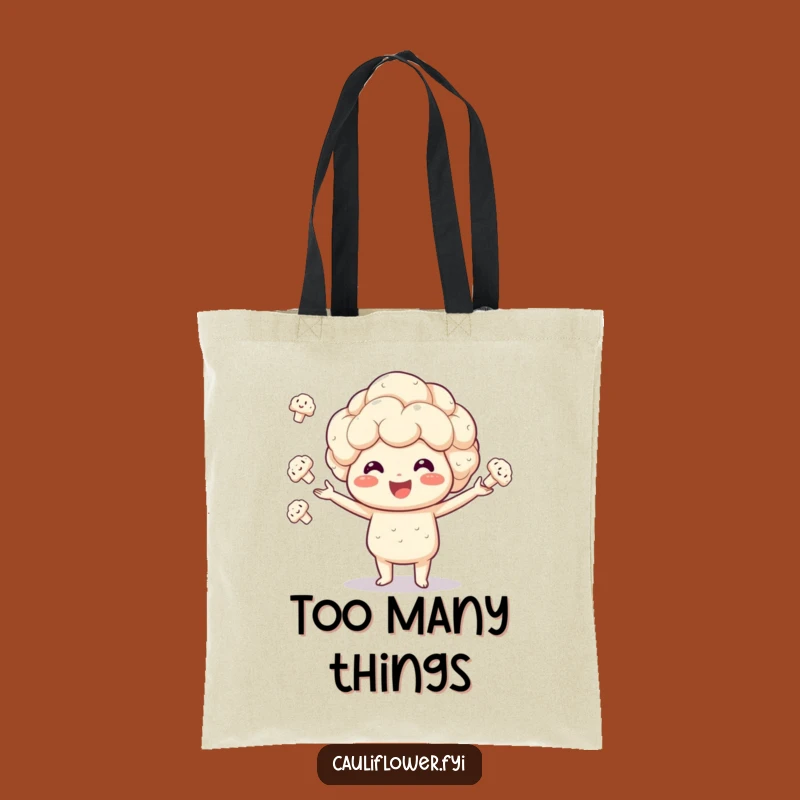 Funny Cauliflower Juggling Tote Bag: Enthusiastic Veggie Carrier, Chic